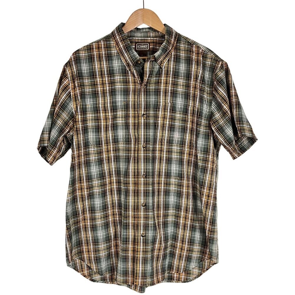 C.E. Schmidt Button Down Shirt Mens Large Multicolor Plaid Workwear Cotton Blend